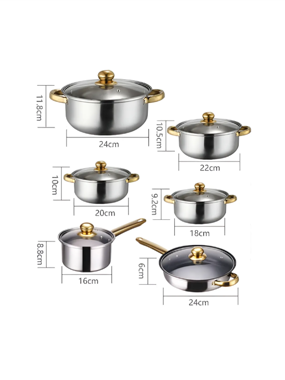 Set Ollas Acero Inoxidable 12 Piezas 3