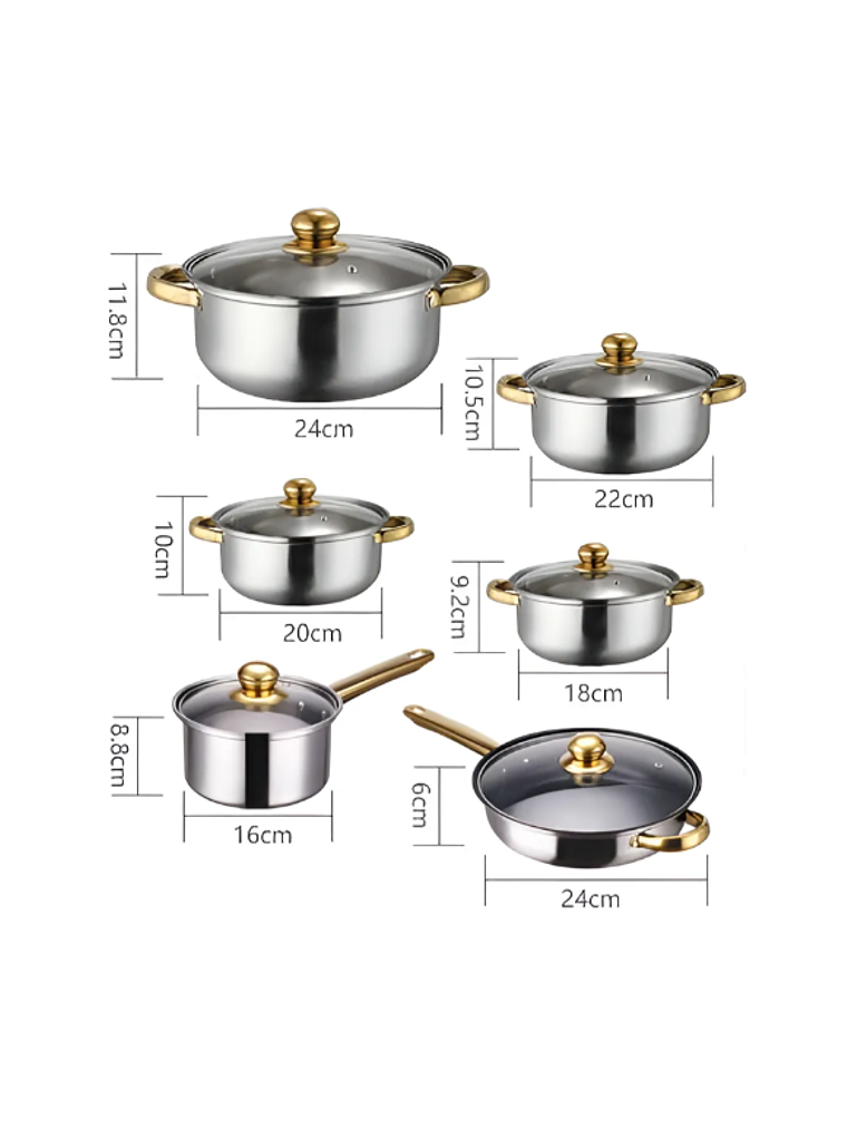 Set Ollas Acero Inoxidable 12 Piezas 3