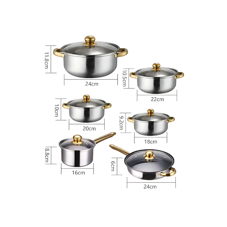 Set Ollas Acero Inoxidable 12 Piezas 3