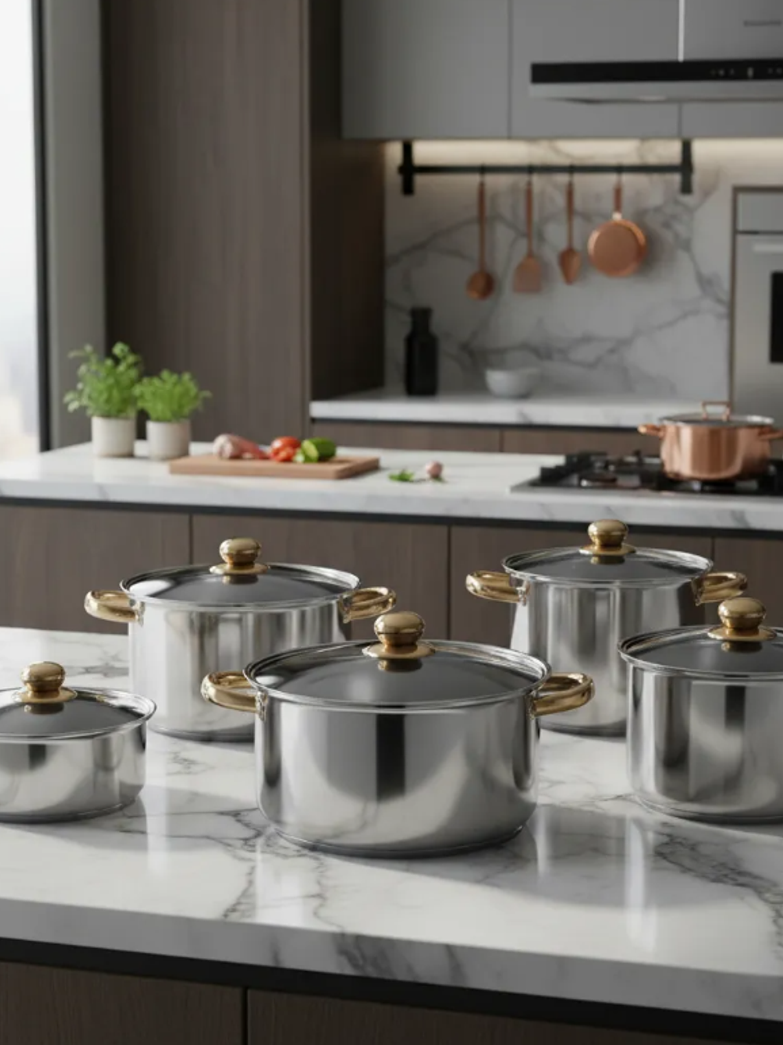 Set Ollas Acero Inoxidable 12 Piezas 1