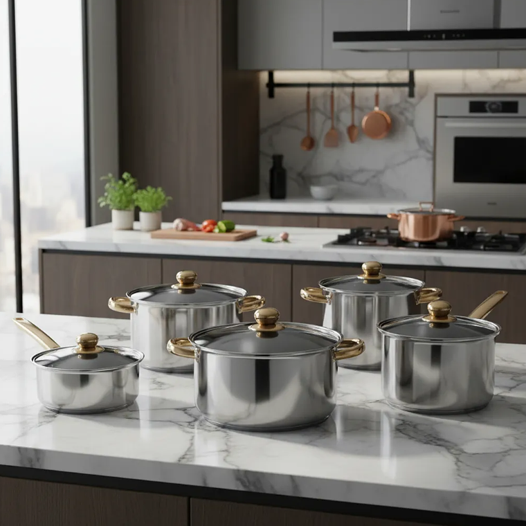 Set Ollas Acero Inoxidable 12 Piezas 1