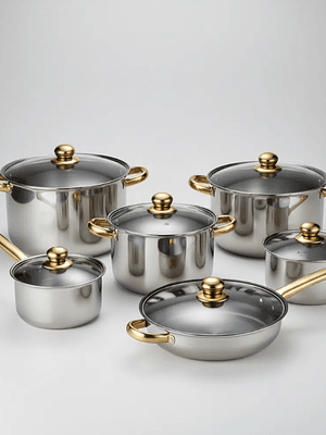 Set Ollas Acero Inoxidable 12 Piezas