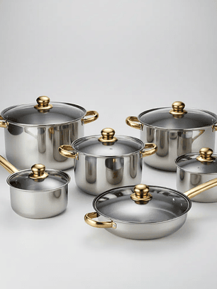 Set Ollas Acero Inoxidable 12 Piezas