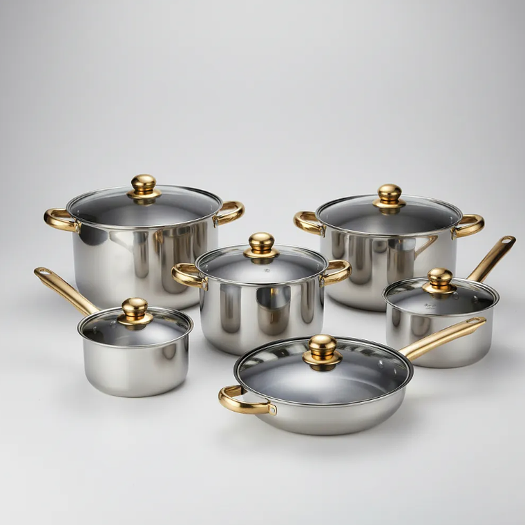 Set Ollas Acero Inoxidable 12 Piezas 2