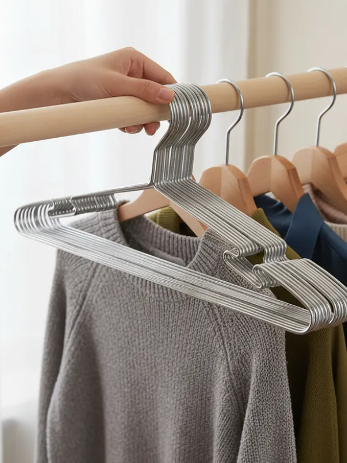 Colgador Metálico Antideslizante 42cm con Muescas 10pcs 2