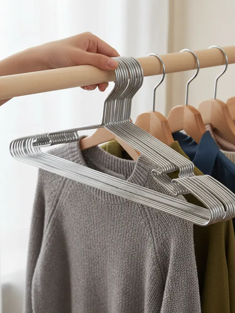 Colgador Metálico Antideslizante 42cm con Muescas 10pcs 2