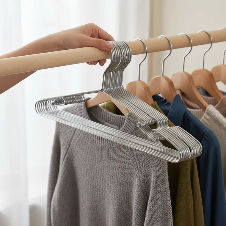 Colgador Metálico Antideslizante 42cm con Muescas 10pcs 2