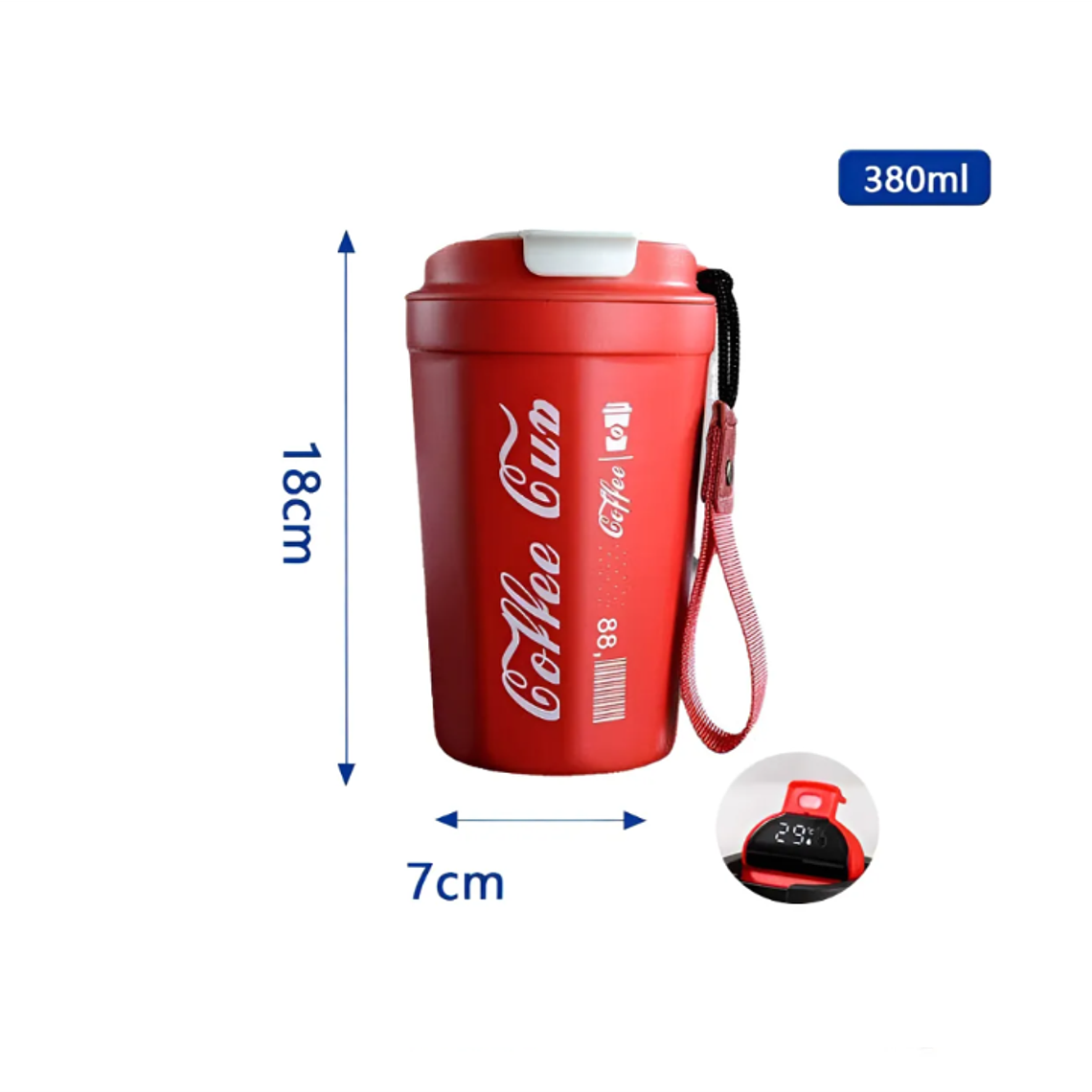 Vaso Mug Térmico Digital Con Termómetro Para Café 380ml 3