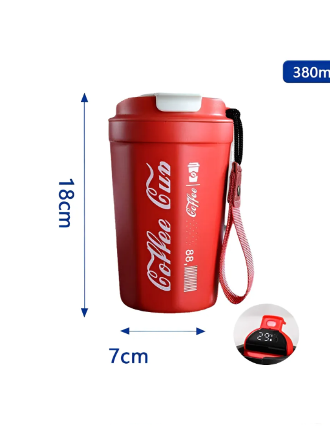 Vaso Mug Térmico Digital Con Termómetro Para Café 380ml 3