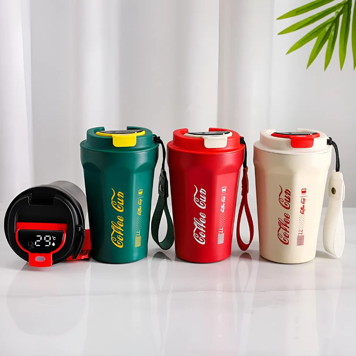Vaso Mug Térmico Digital Con Termómetro Para Café 380ml 1