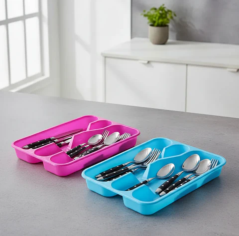 Organizador De Cubiertos Plástico Para Cajón  32.8x25.5cm