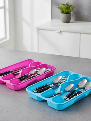 Organizador De Cubiertos Plástico Para Cajón  32.8x25.5cm