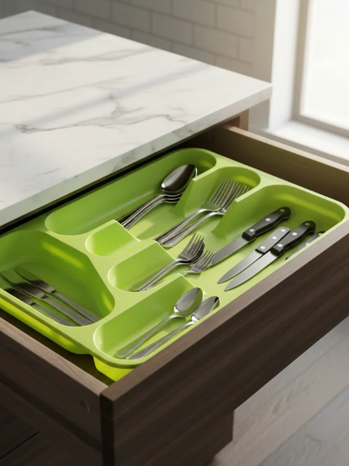 Organizador De Cubiertos Plástico Para Cajón  32.8x25.5cm 4