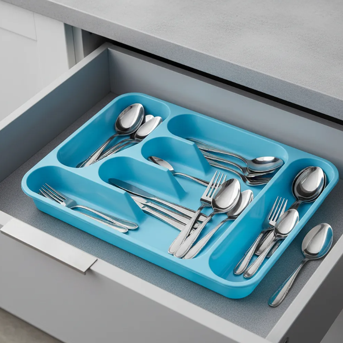 Organizador De Cubiertos Plástico Para Cajón  32.8x25.5cm 5