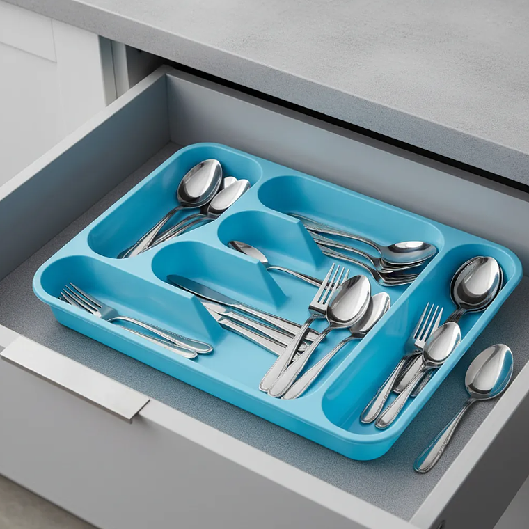 Organizador De Cubiertos Plástico Para Cajón  32.8x25.5cm 5