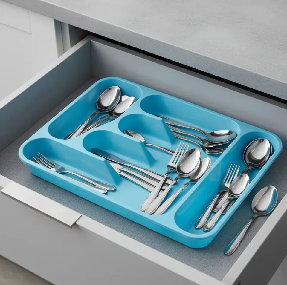 Organizador De Cubiertos Plástico Para Cajón  32.8x25.5cm 5