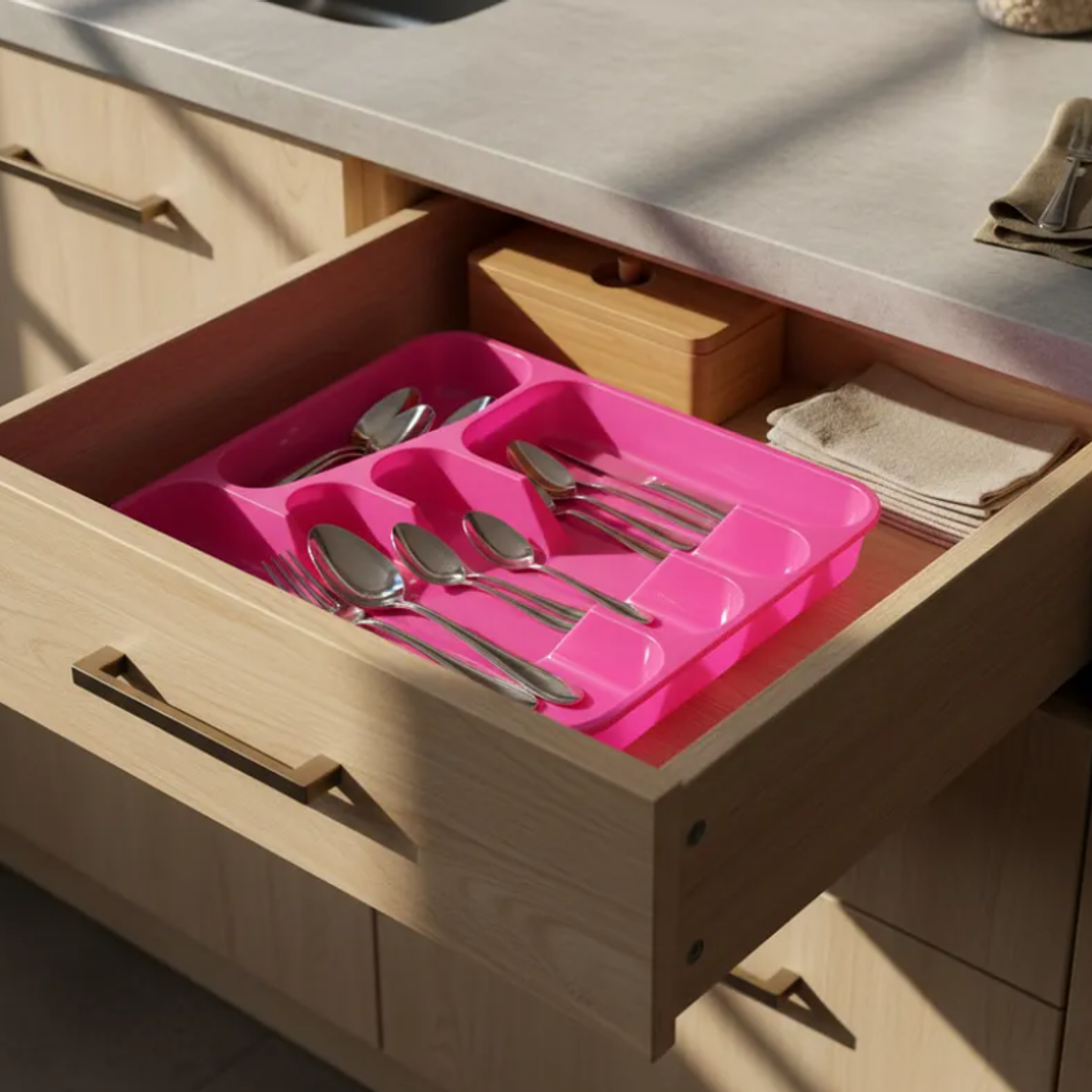 Organizador De Cubiertos Plástico Para Cajón  32.8x25.5cm 6