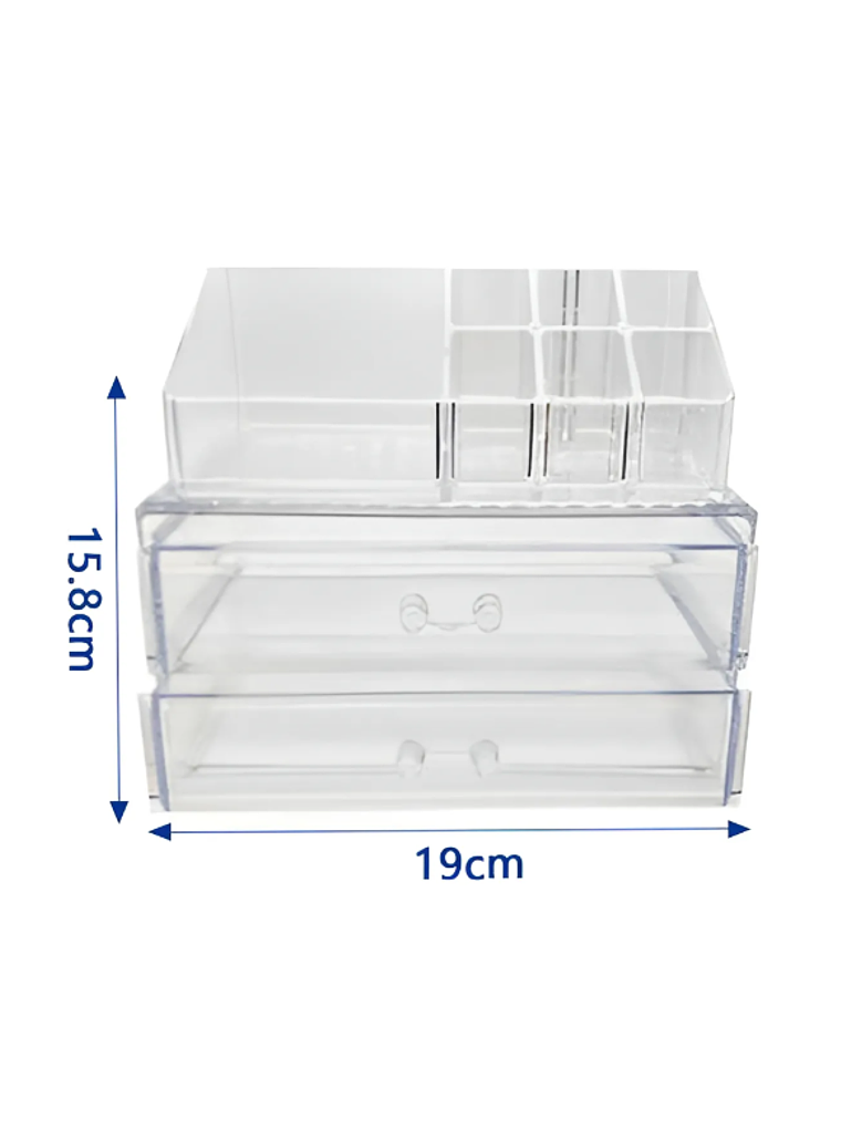 Organizador De Maquillaje Acrílico Transparente Con 2 Cajones 3