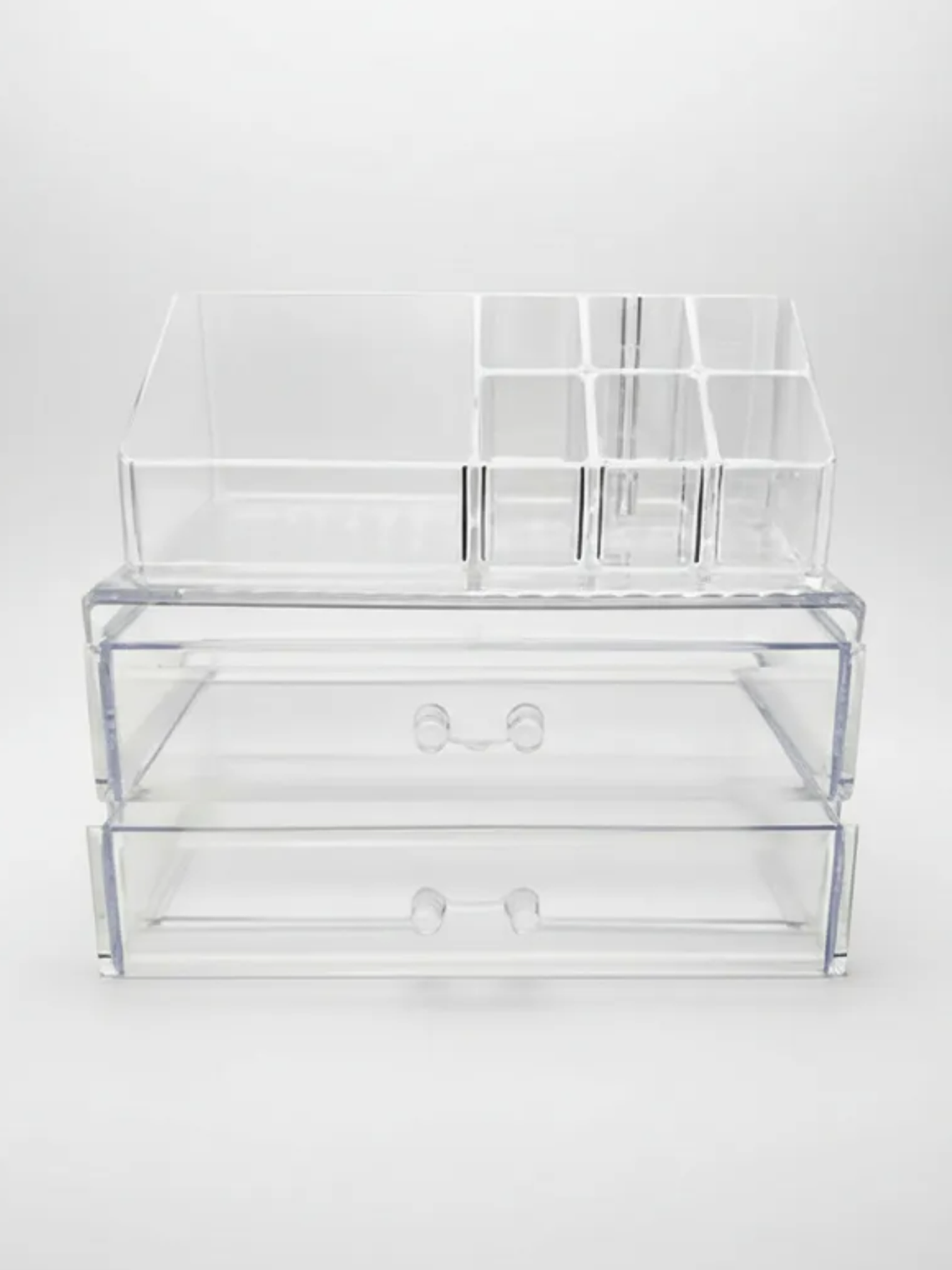 Organizador De Maquillaje Acrílico Transparente Con 2 Cajones 2