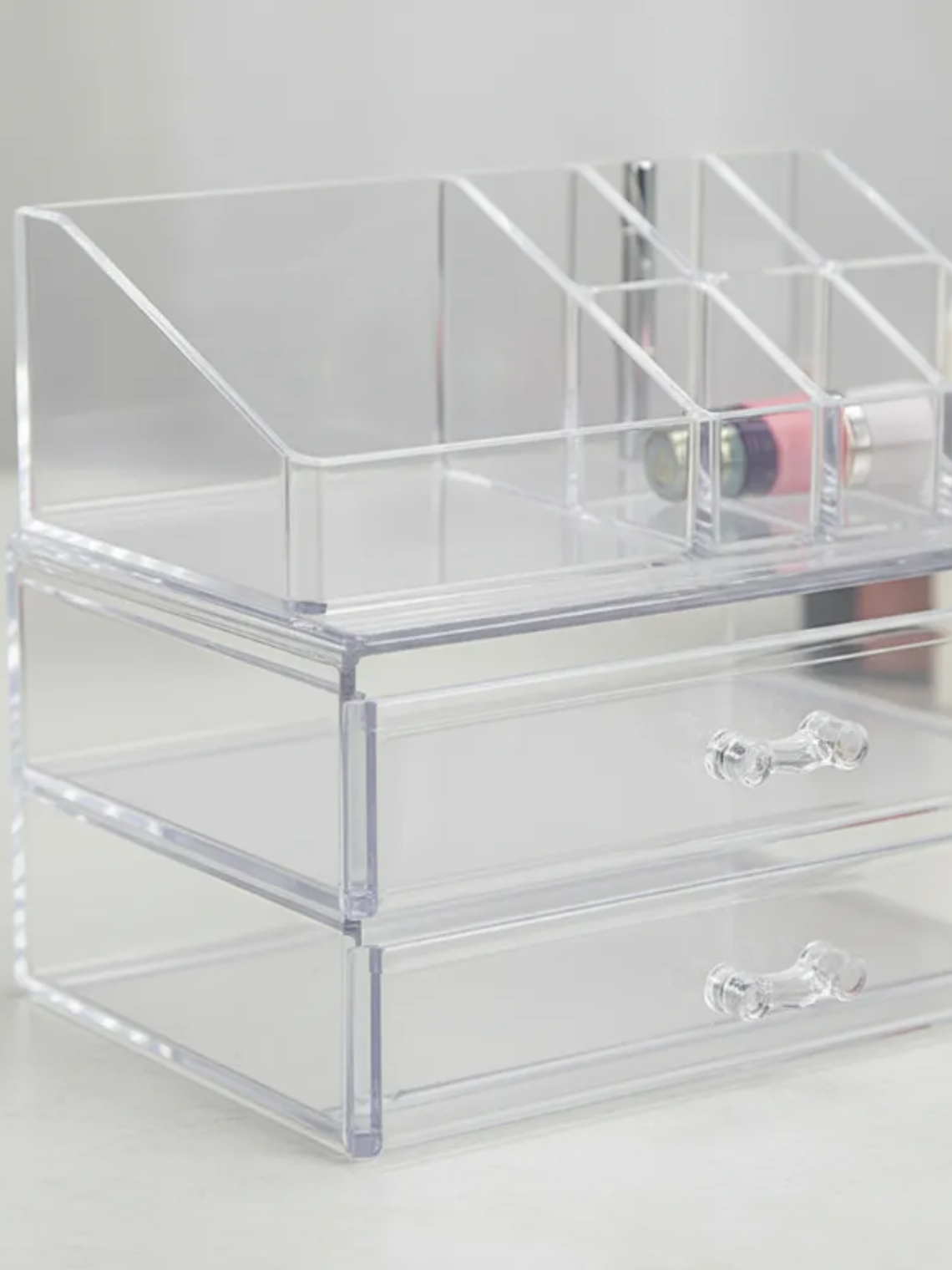 Organizador De Maquillaje Acrílico Transparente Con 2 Cajones 4