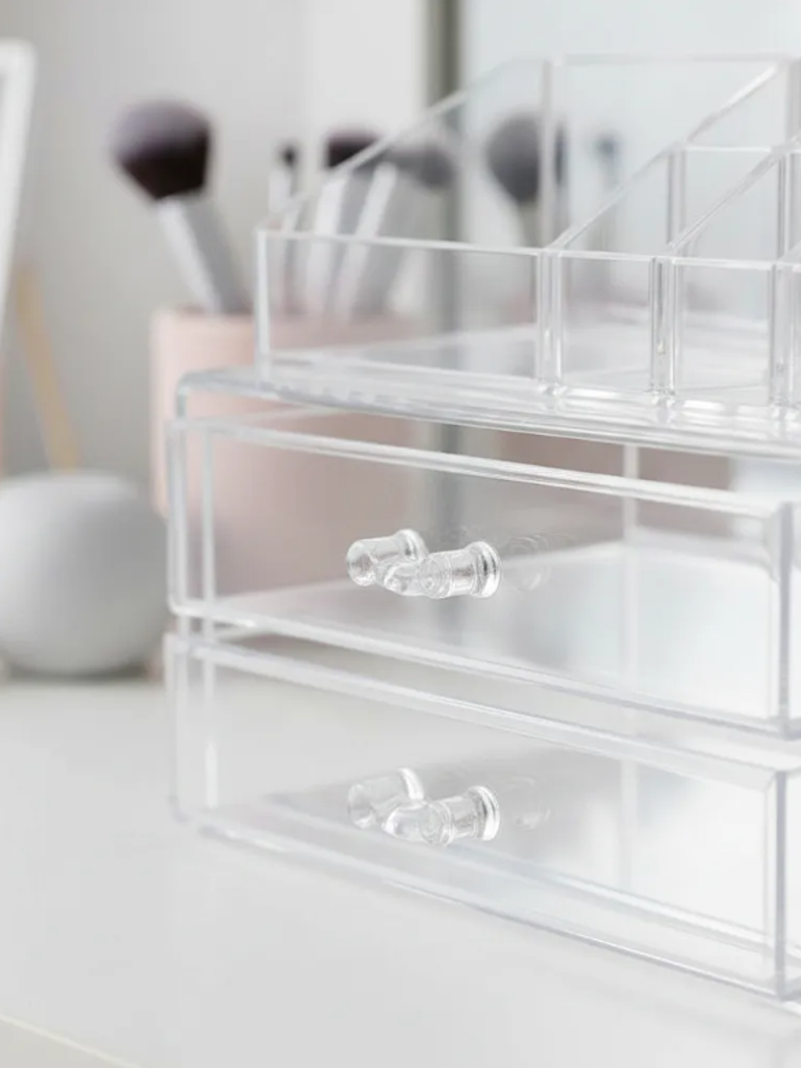 Organizador De Maquillaje Acrílico Transparente Con 2 Cajones 5