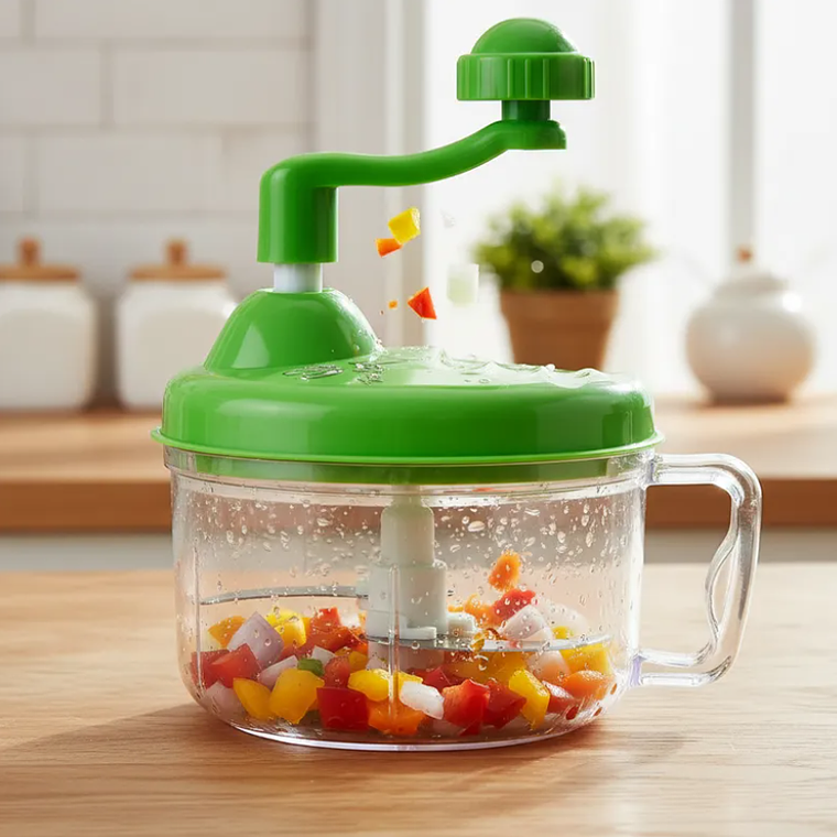 Picadora Manual De Alimentos Verduras Con Manivela 3 Cuchillas 1