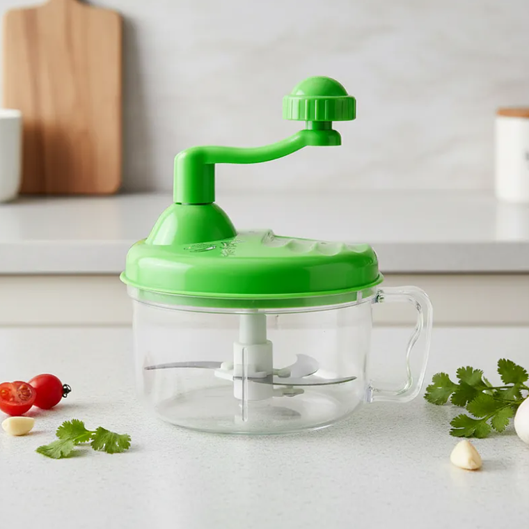 Picadora Manual De Alimentos Verduras Con Manivela 3 Cuchillas 2