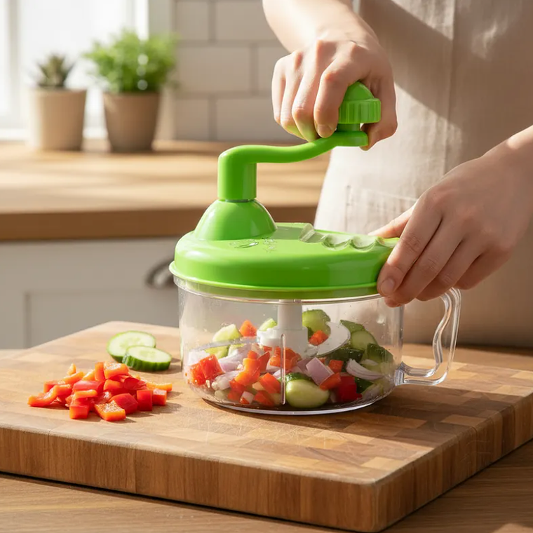 Picadora Manual De Alimentos Verduras Con Manivela 3 Cuchillas 4