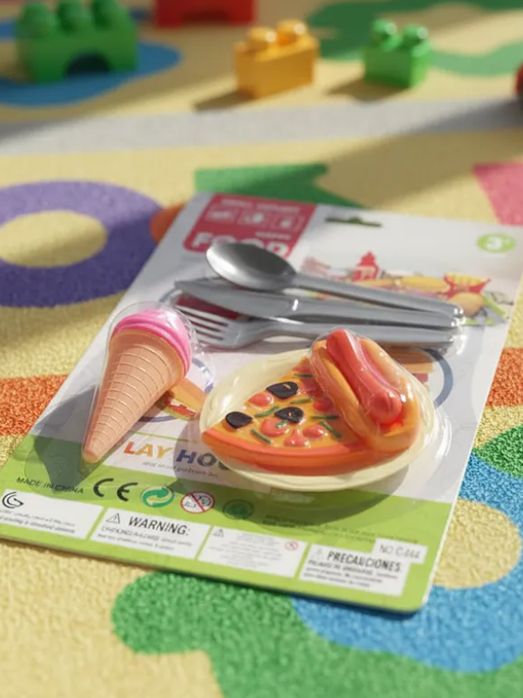 Set De Comida Juguete Para Muñecas Pizza Helado Y Cubiertos 5