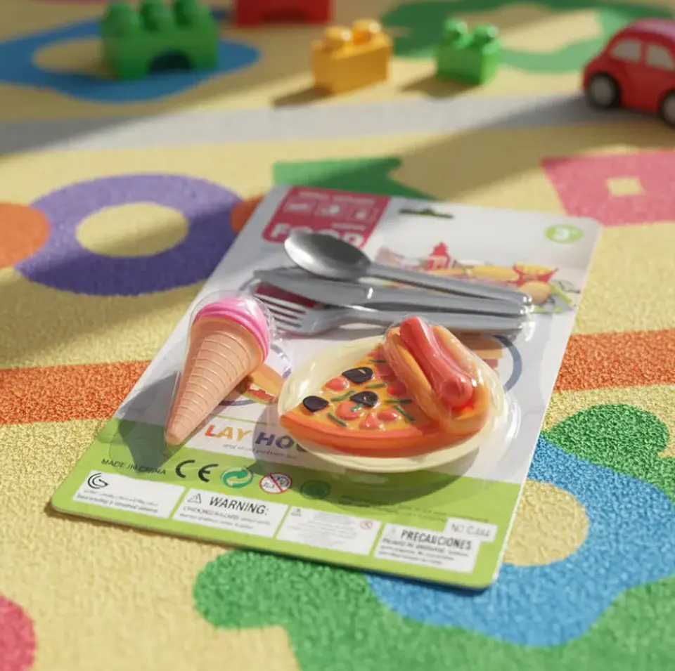 Set De Comida Juguete Para Muñecas Pizza Helado Y Cubiertos 5