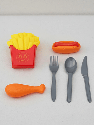 Set Juguete Comida Rápida con Cubiertos para Niños