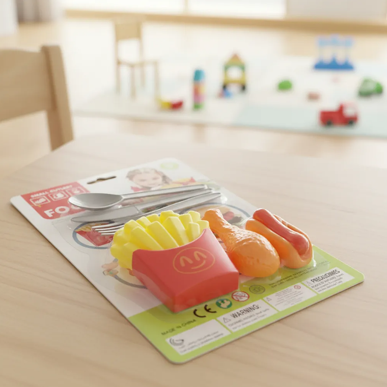 Set Juguete Comida Rápida con Cubiertos para Niños 3