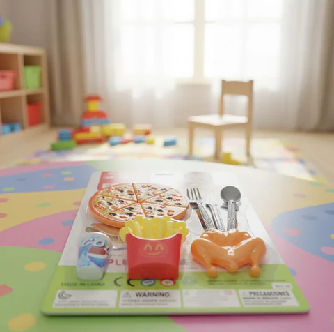 Set De Comida Rápida De Juguete Pizza Pollo Y Papas Fritas