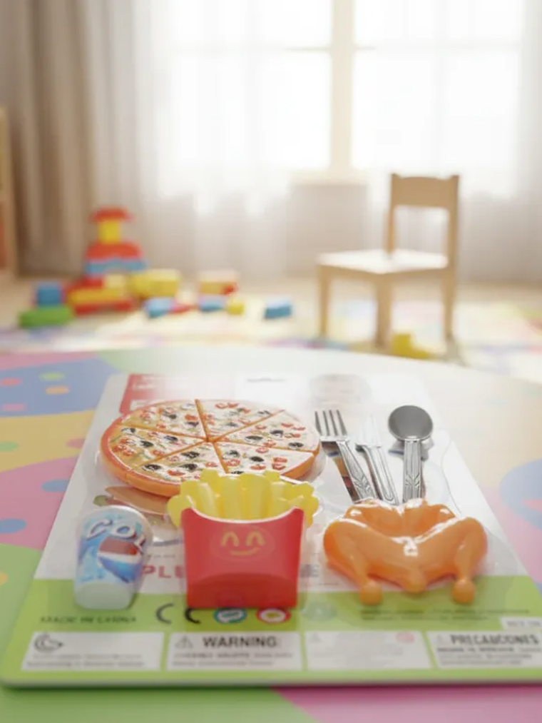 Set De Comida Rápida De Juguete Pizza Pollo Y Papas Fritas 1