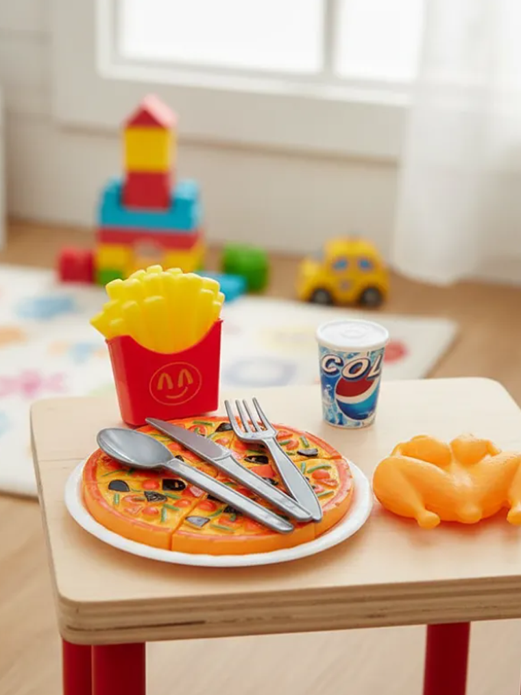 Set De Comida Rápida De Juguete Pizza Pollo Y Papas Fritas 2