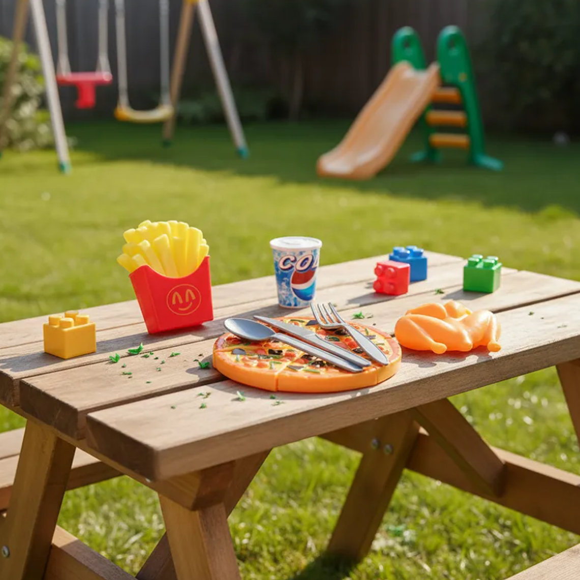 Set De Comida Rápida De Juguete Pizza Pollo Y Papas Fritas 4