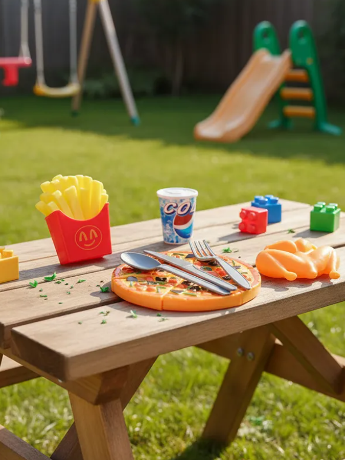 Set De Comida Rápida De Juguete Pizza Pollo Y Papas Fritas 4