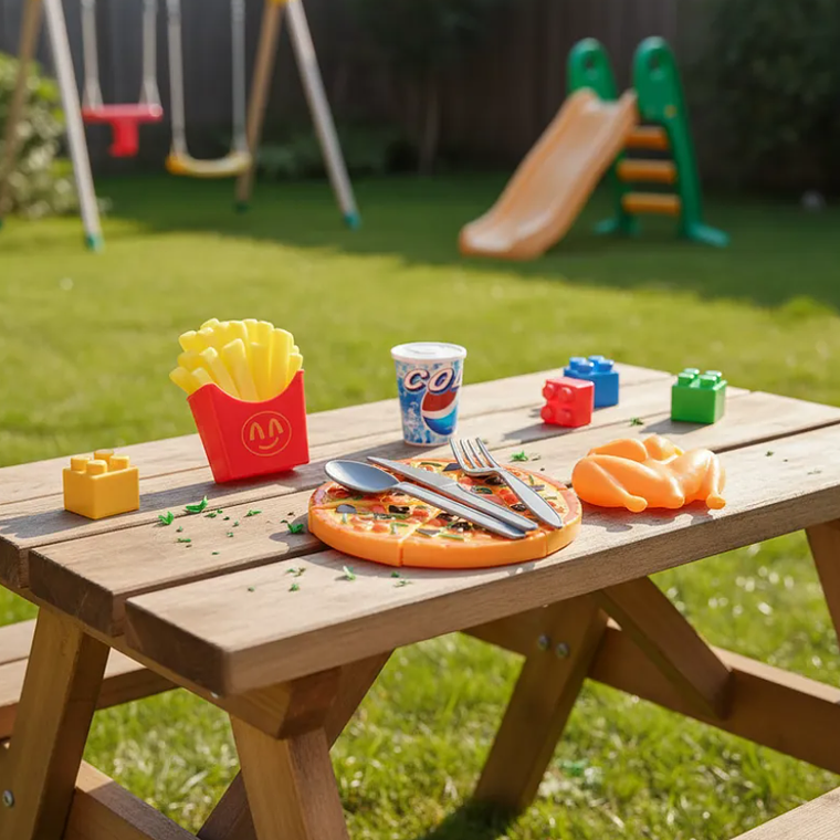 Set De Comida Rápida De Juguete Pizza Pollo Y Papas Fritas 4