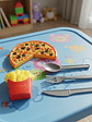 Set De Comida Juguete Pizza Papas Fritas Cubiertos Para Niños - Miniatura 3
