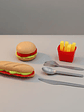 Set de Comida Juguete Hamburguesa Papas y Cubiertos - Miniatura 2