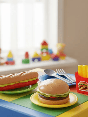 Set de Comida Juguete Hamburguesa Papas y Cubiertos