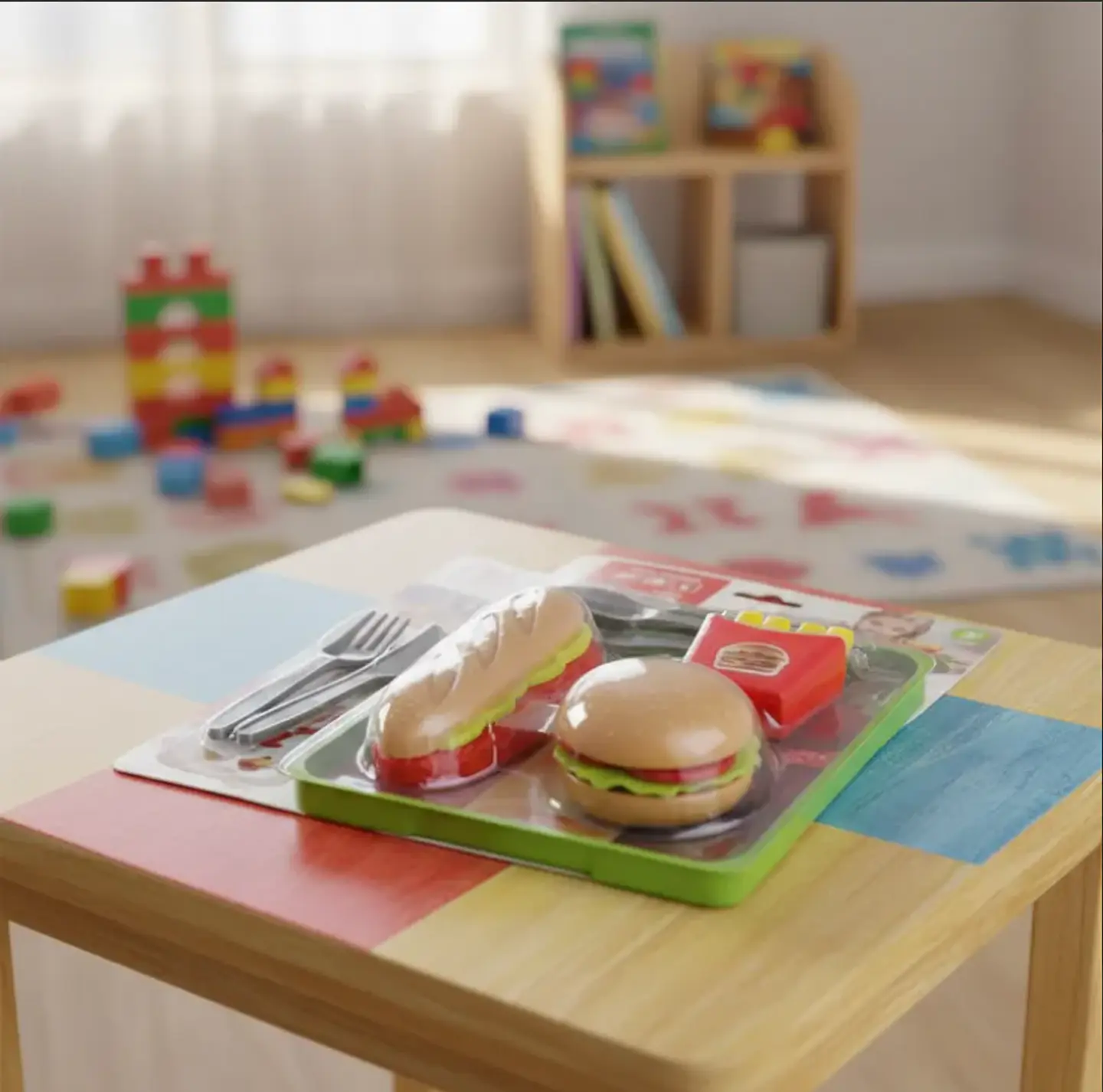 Set de Comida Juguete Hamburguesa Papas y Cubiertos 3
