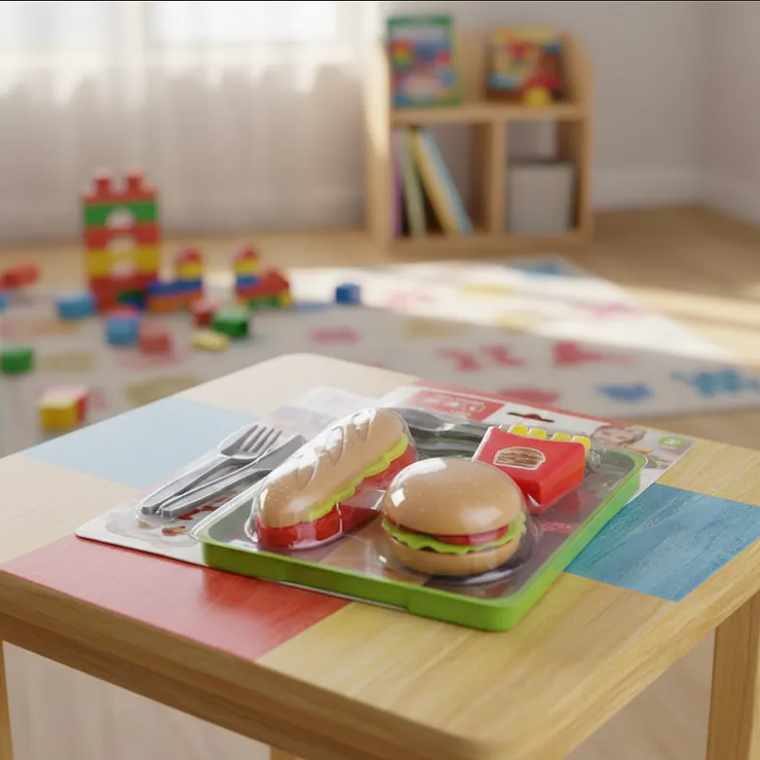 Set de Comida Juguete Hamburguesa Papas y Cubiertos 3