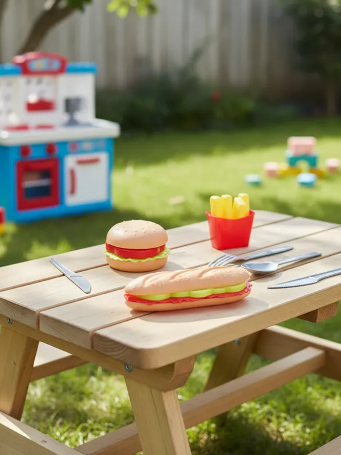 Set de Comida Juguete Hamburguesa Papas y Cubiertos 5