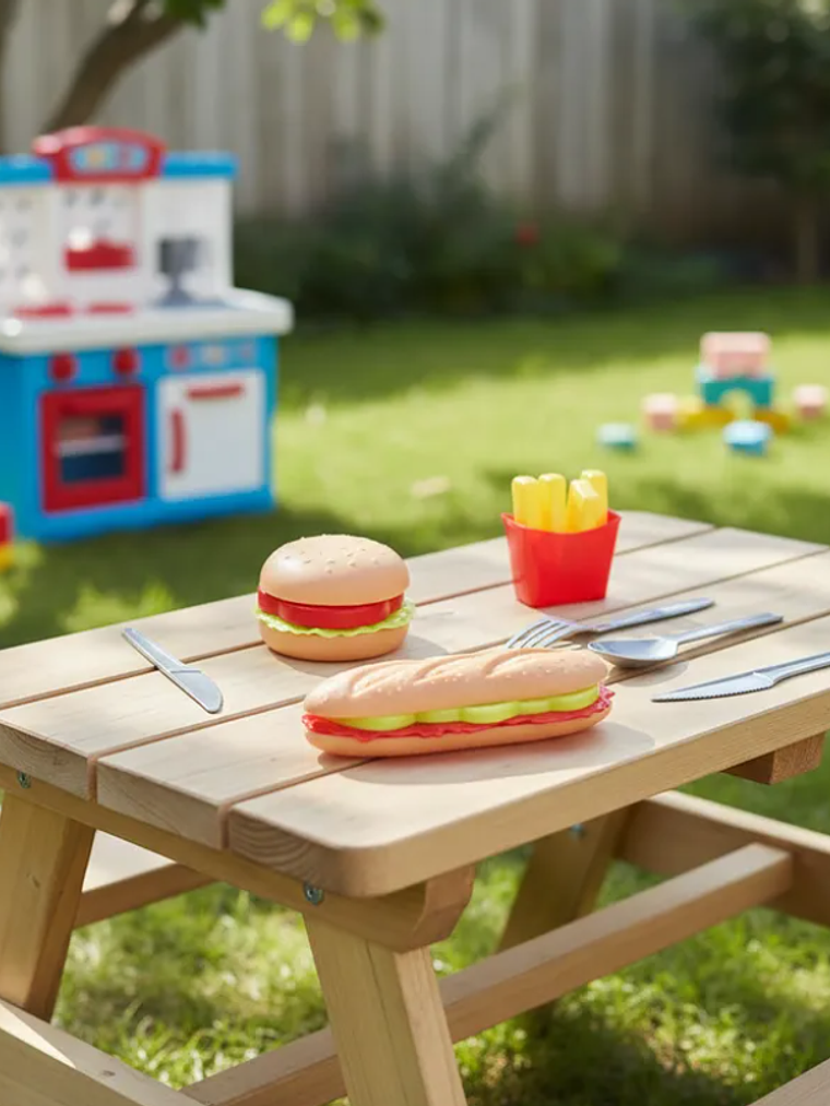 Set de Comida Juguete Hamburguesa Papas y Cubiertos 5