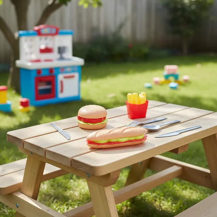 Set de Comida Juguete Hamburguesa Papas y Cubiertos 5