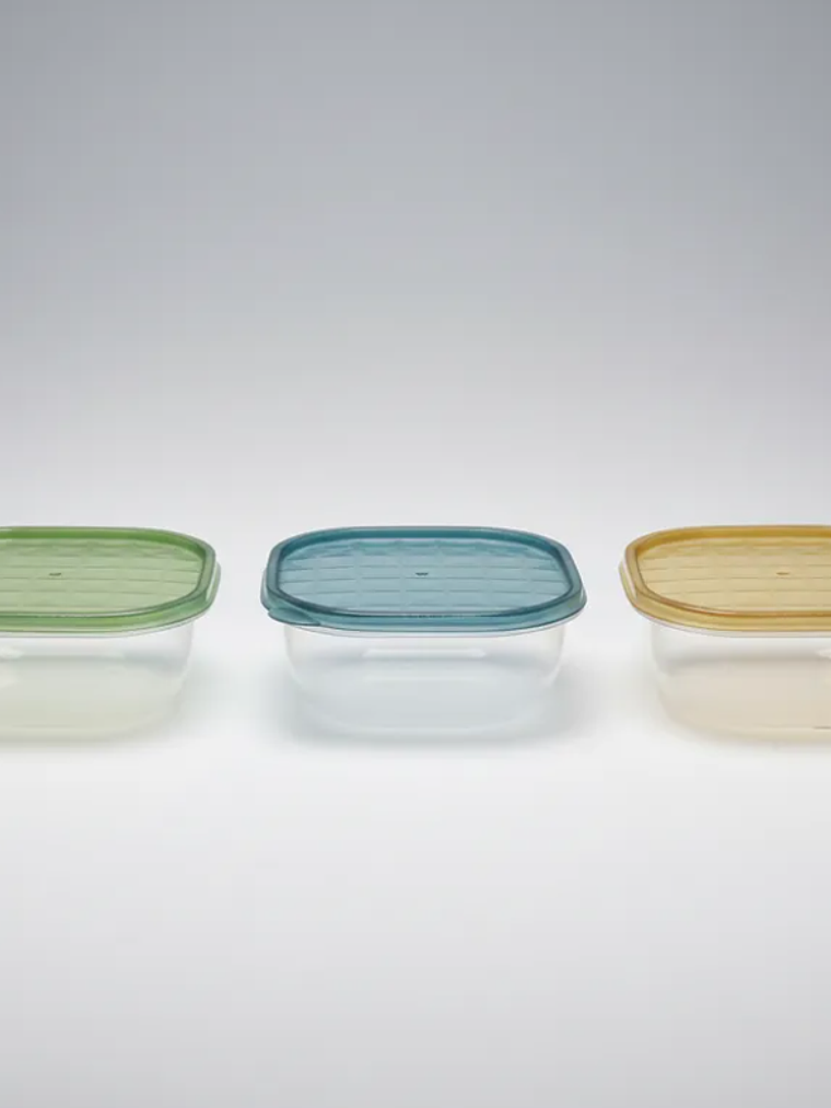 Contenedor Plástico Cuadrado 12.5cm Con Tapa Colores  2