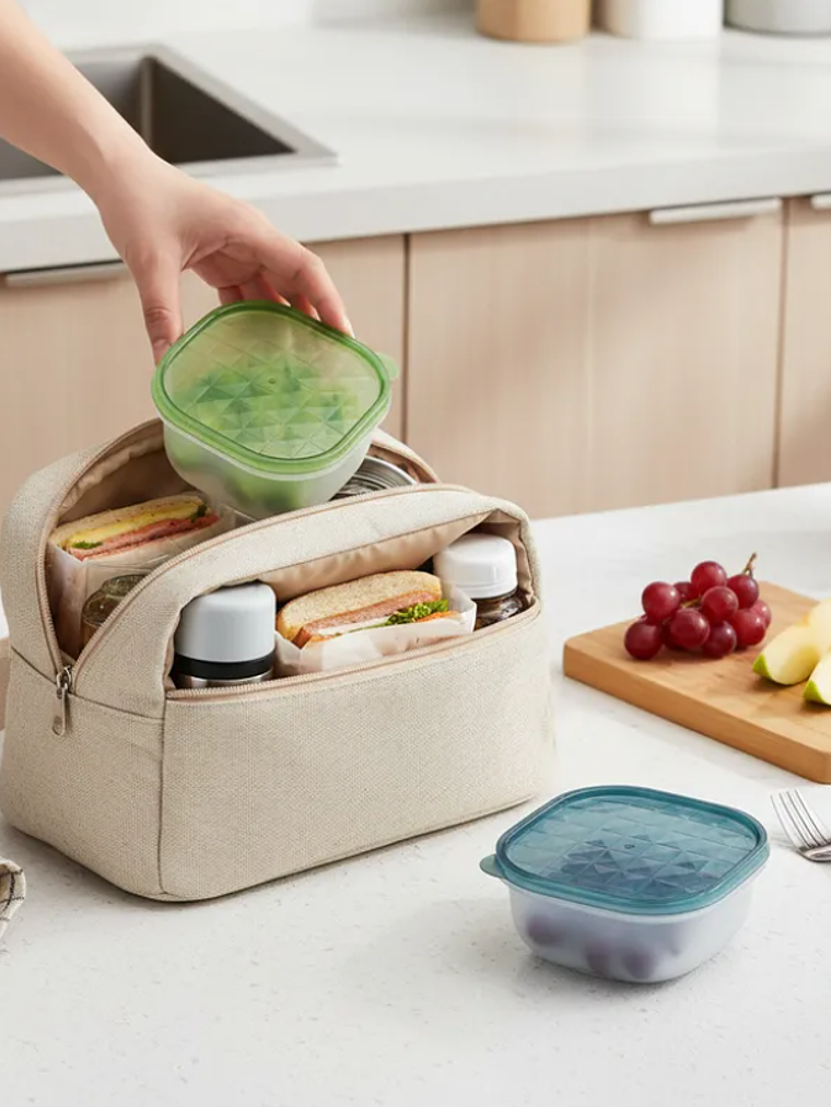 Contenedor Plástico Cuadrado 12.5cm Con Tapa Colores  4