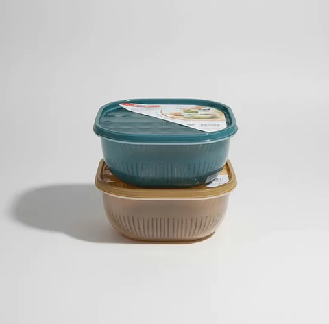 Contenedor escurridor doble con tapa 16.5cm x 7.8cm