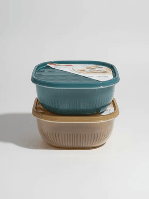 Contenedor escurridor doble con tapa 16.5cm x 7.8cm
